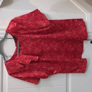 Silky red Banana Republic ruffle collar blouse